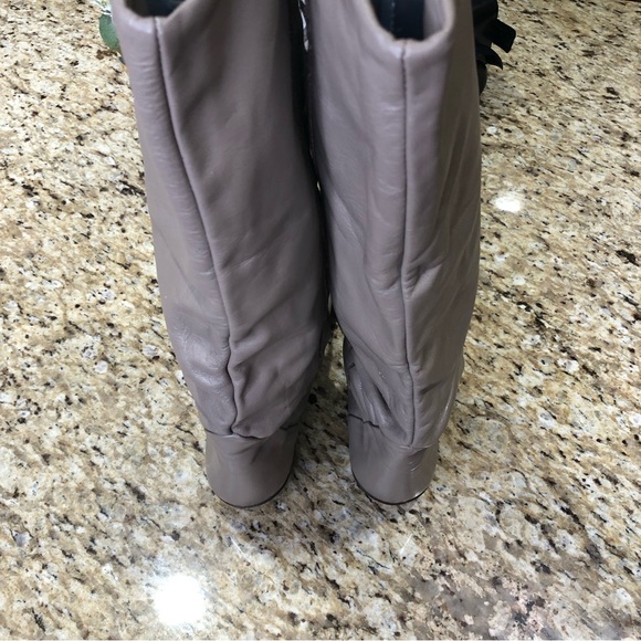 RARE‼️ DEXTER 1970s USA Leather Ruched Slouch Almond-toe Taupe Boots - Picture 8 of 12